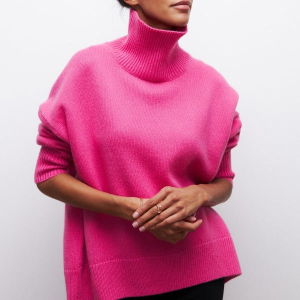Toria - Pull Col Roulé Doux et Chic