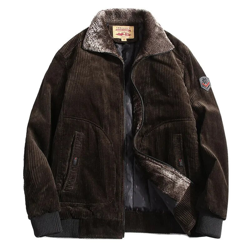 Veste Hiver Élégante en Velours avec Poches