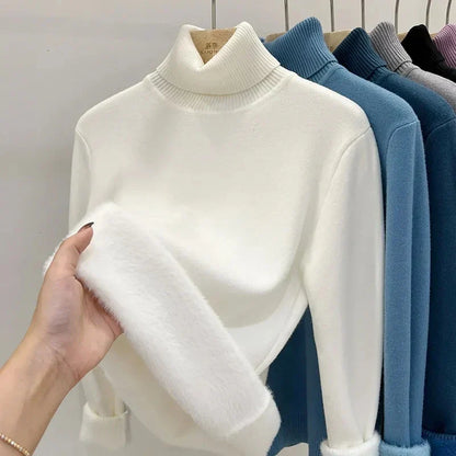 Pull Femme Laine Miel à Col Roulé Doux