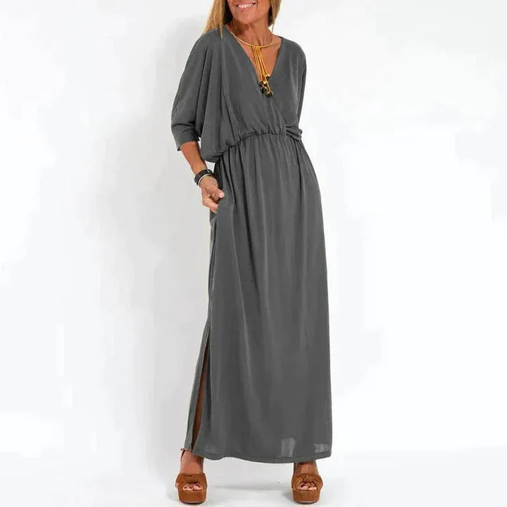 Robe Longue Élégante Anthracite pour Femme