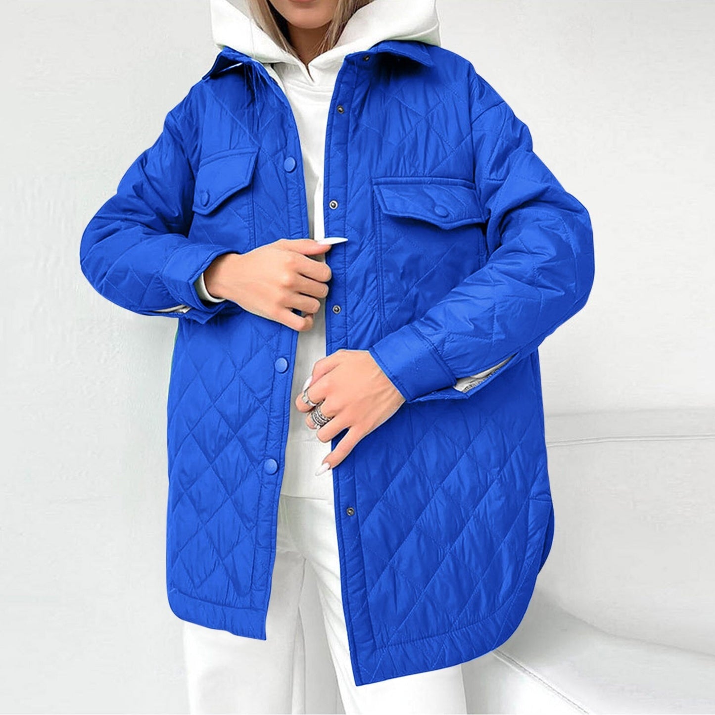 Veste Hivernale Douce Éclairée avec Fermeture Éclair pour Femme