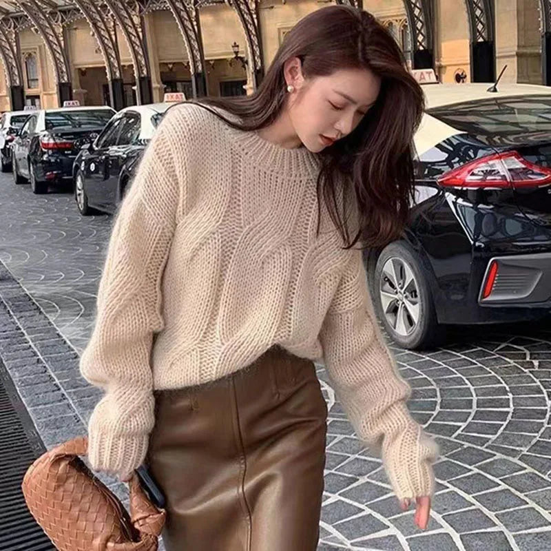 Pull Femme Col Rond Élégant Hiver - LuxeStyle