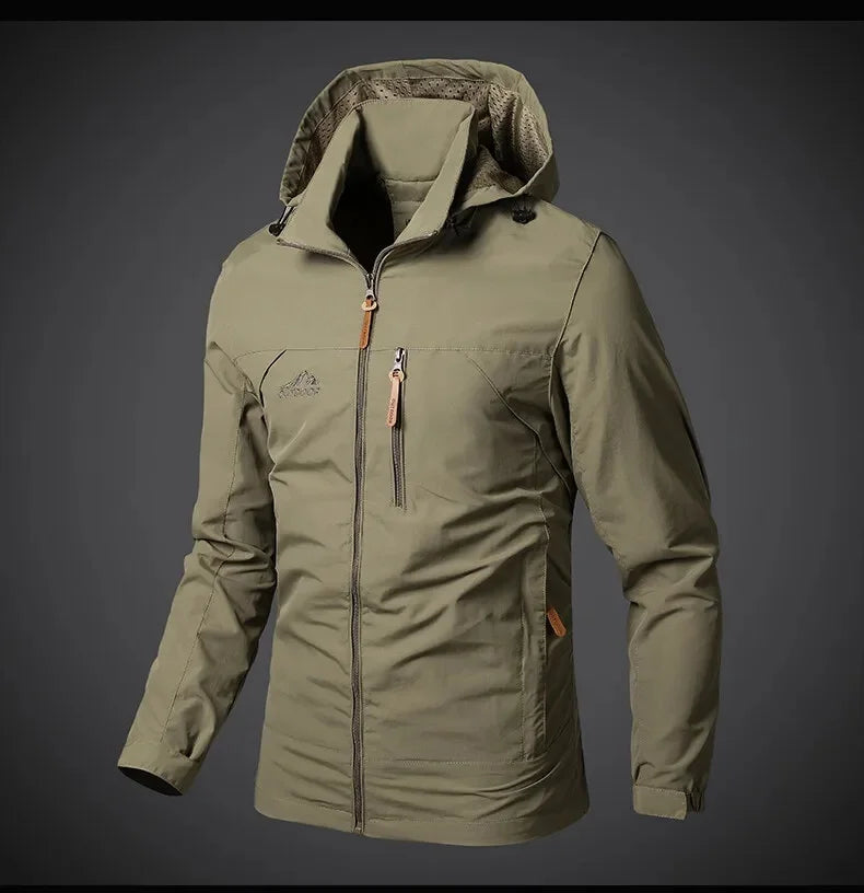 Veste Étanche Style Sportif à Capuche pour Homme