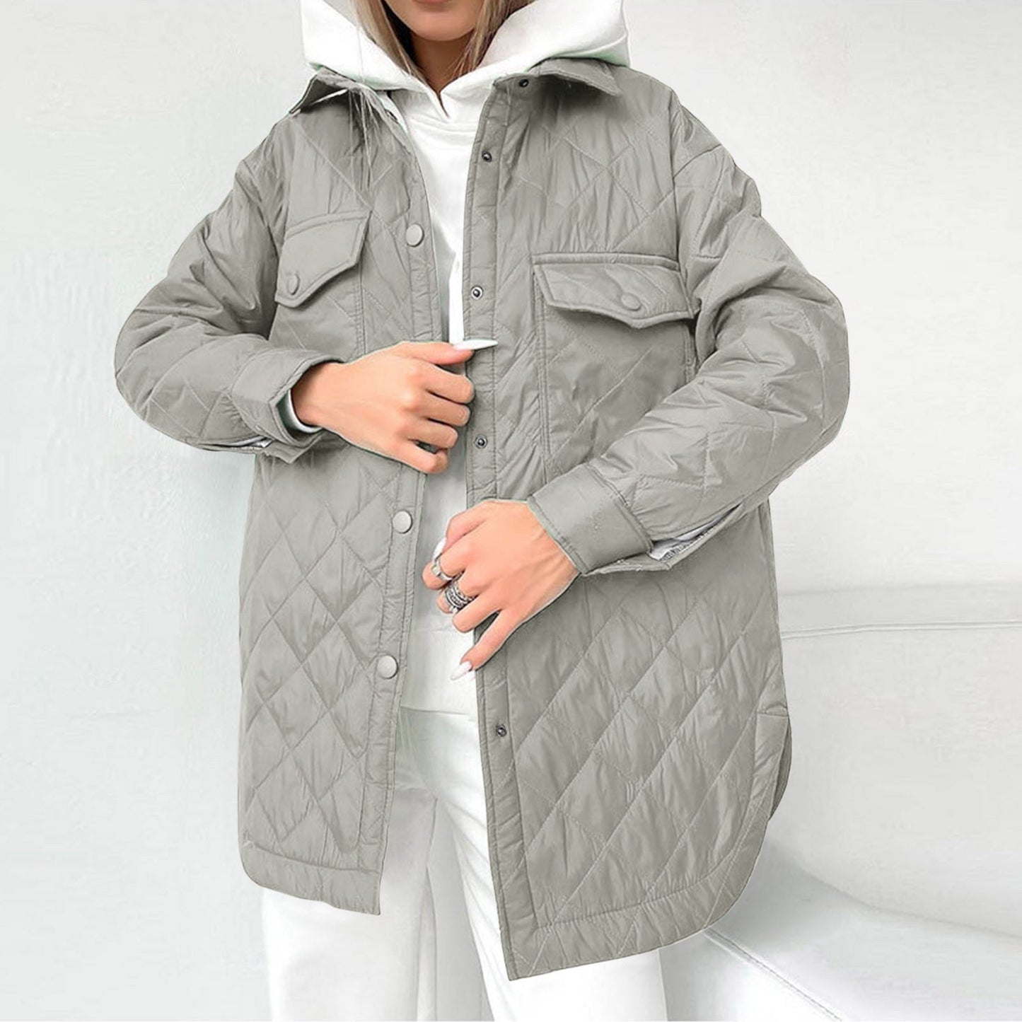 Veste Hivernale Douce Éclairée avec Fermeture Éclair pour Femme