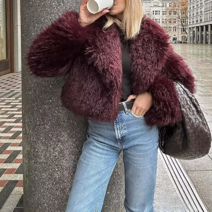 Manteau Femme Élégant Col en V et Poches Côtés - LuxeStyle