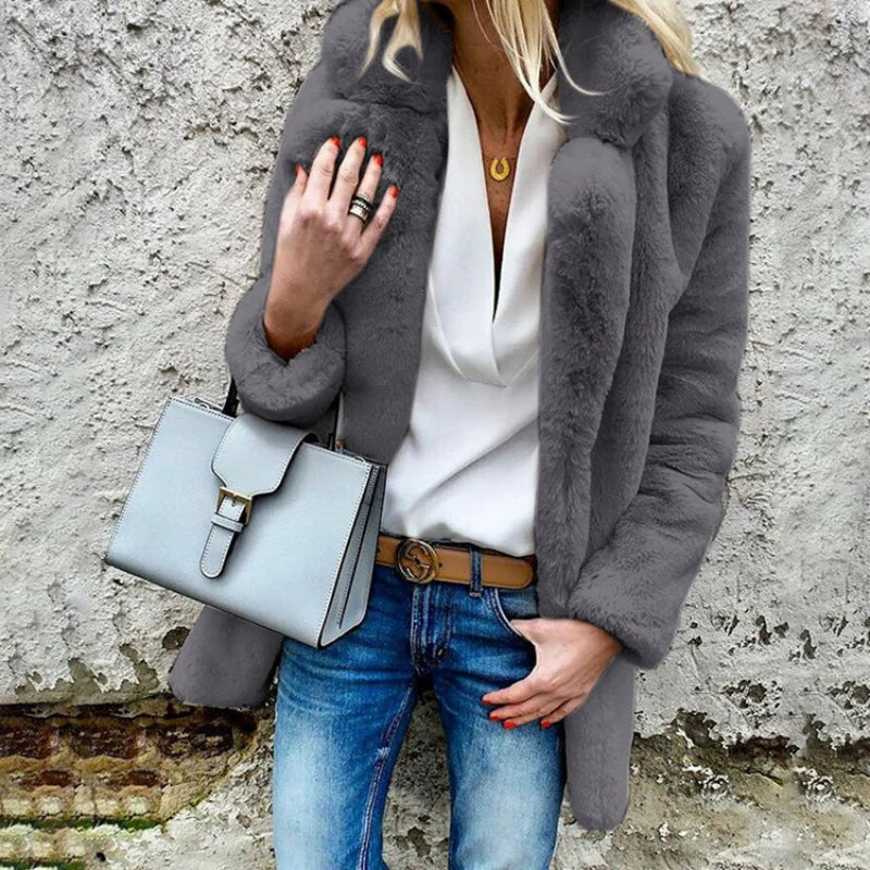 Manteau Femme Hiver Doux et Élégant Mi-Long - LuxeStyle