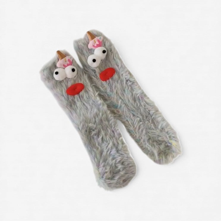 Seralya – Chaussettes colorées 3D avec doublure pelucheuse