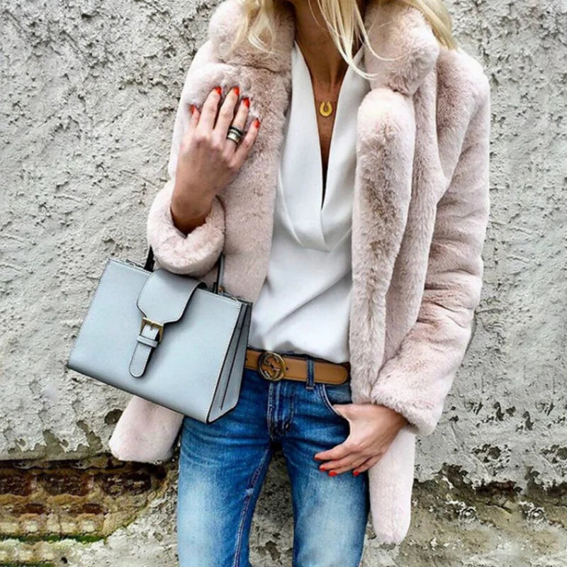 Manteau Femme Hiver Doux et Élégant Mi-Long
