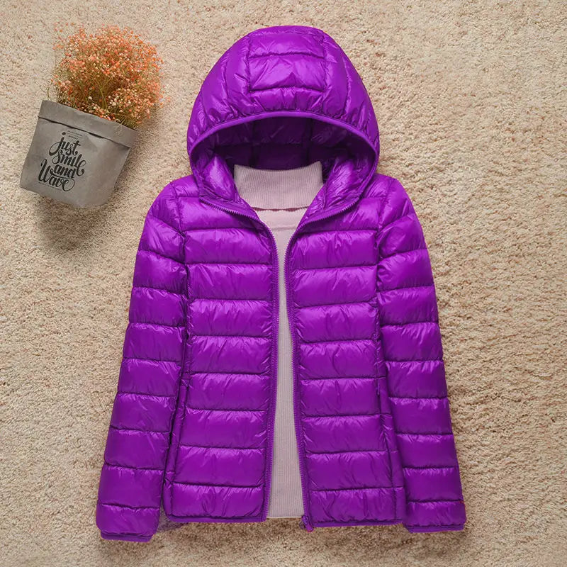 Veste Femme Printemps Élégante - Doudoune Légère avec Capuche & Taille Affinée