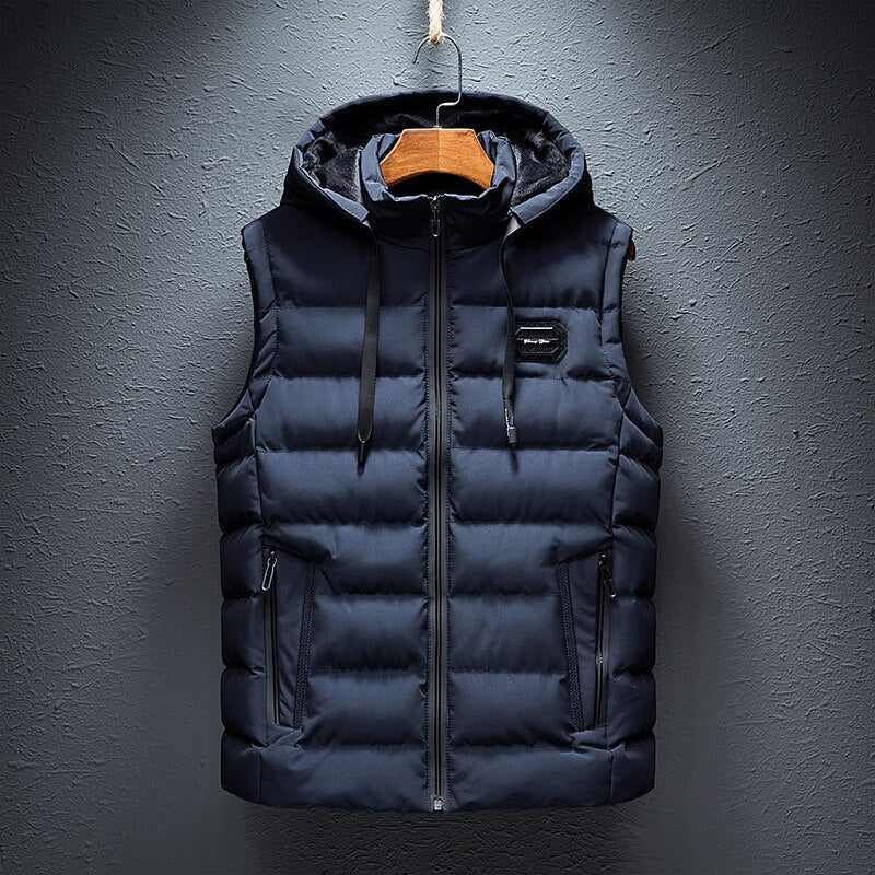 Blouson rembourré à capuche homme bleu nuit - LuxeStyle