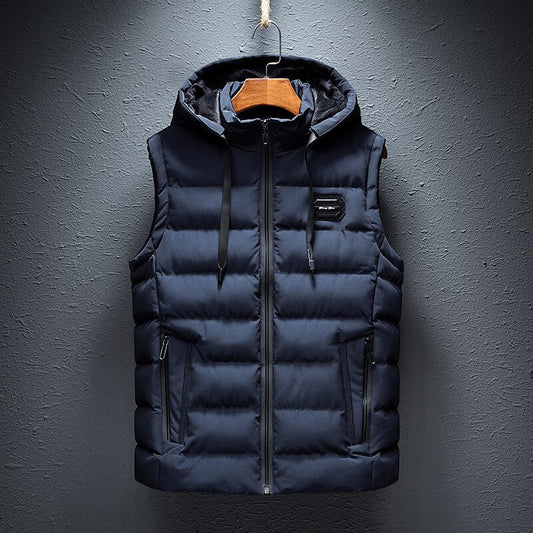 Blouson rembourré à capuche homme bleu nuit - LuxeStyle