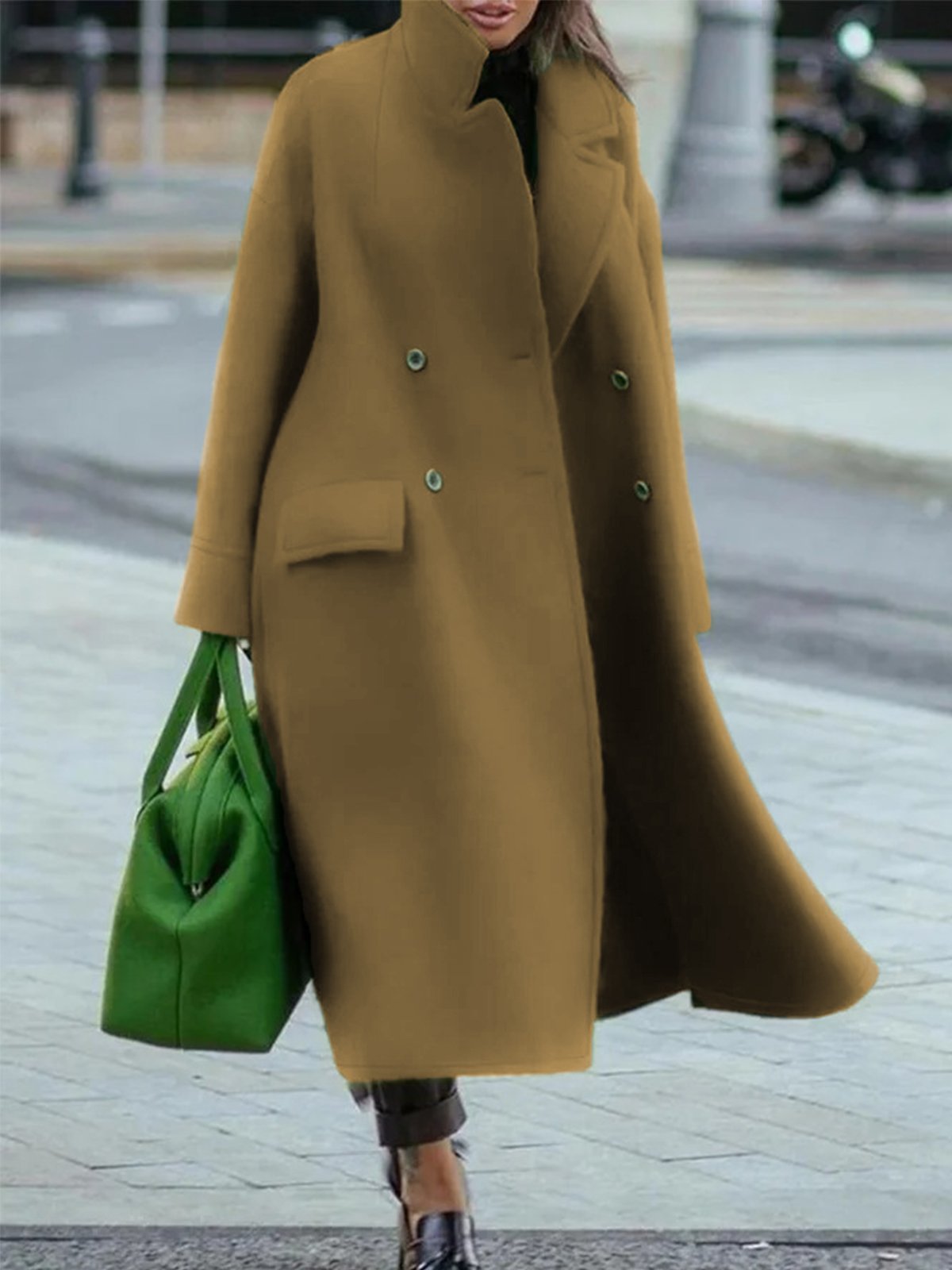 Manteau Femme Élégant Long avec Ceinture