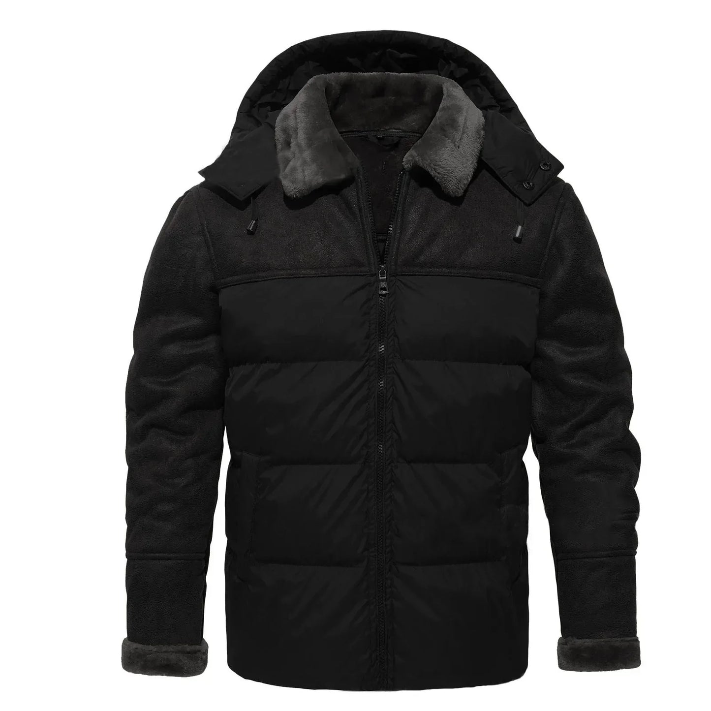 Veste Hivernale Doublée avec Capuche et Fermeture Éclair pour Homme