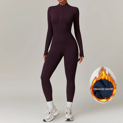 Combinaison Hiver Féminine Élégante - Polaire Douillette avec Élasticité et Col Ajutable