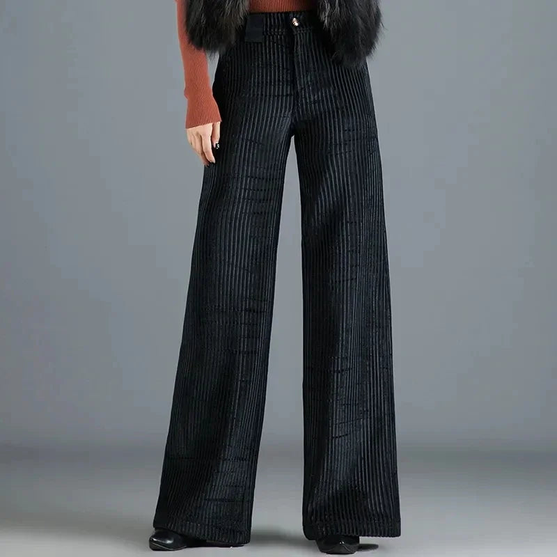 Pantalon Femme Élégant à Rayures pour Travail