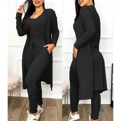 Tenue Sport Féminine Marine Avec Gilet Long et Pantalon Sport