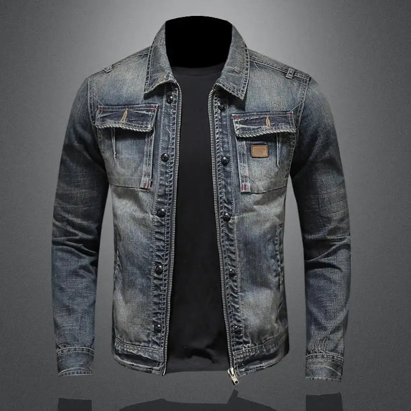 Veste denim homme usée avec poches latérales - LuxeStyle