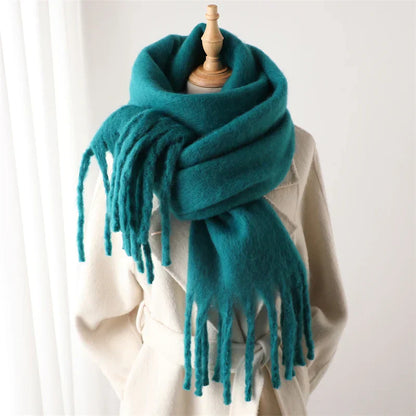 Écharpe Hiver Douce aux Franges pour Femme