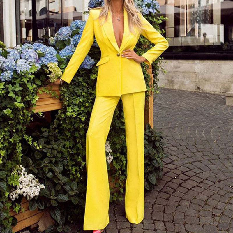 Costume Femme Élégant 2 Pièces Slim Fit