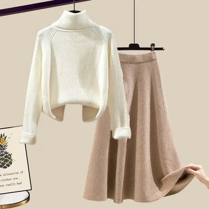 Tenue Femme Élégante Col Montant et Jupe Moulante