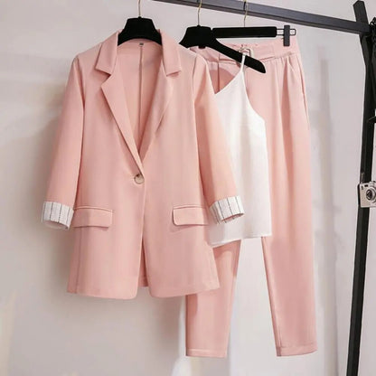 Costume Blazer Femme Élégant Trois Pièces