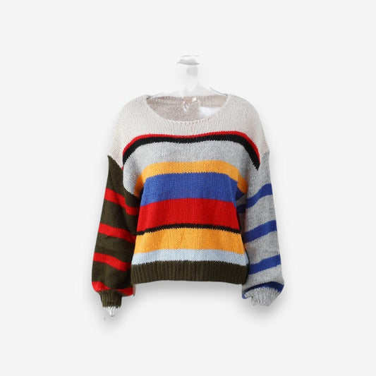 Aeliana - Pull Rayé Foncé Manches Longues et Col Rond - LuxeStyle
