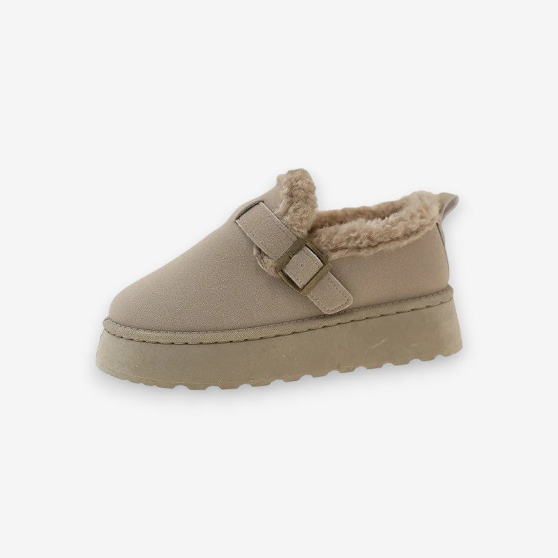 Chaussures Féminines à Bout Arrondi avec Semelle Plateforme et Fermeture Éclair