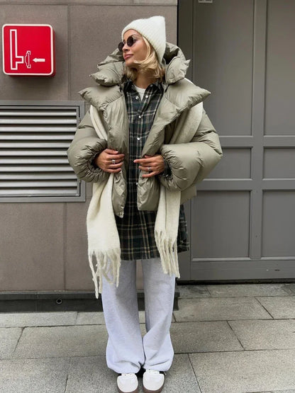 Parka Femme Hiver avec Capuche et Fermeture Éclair