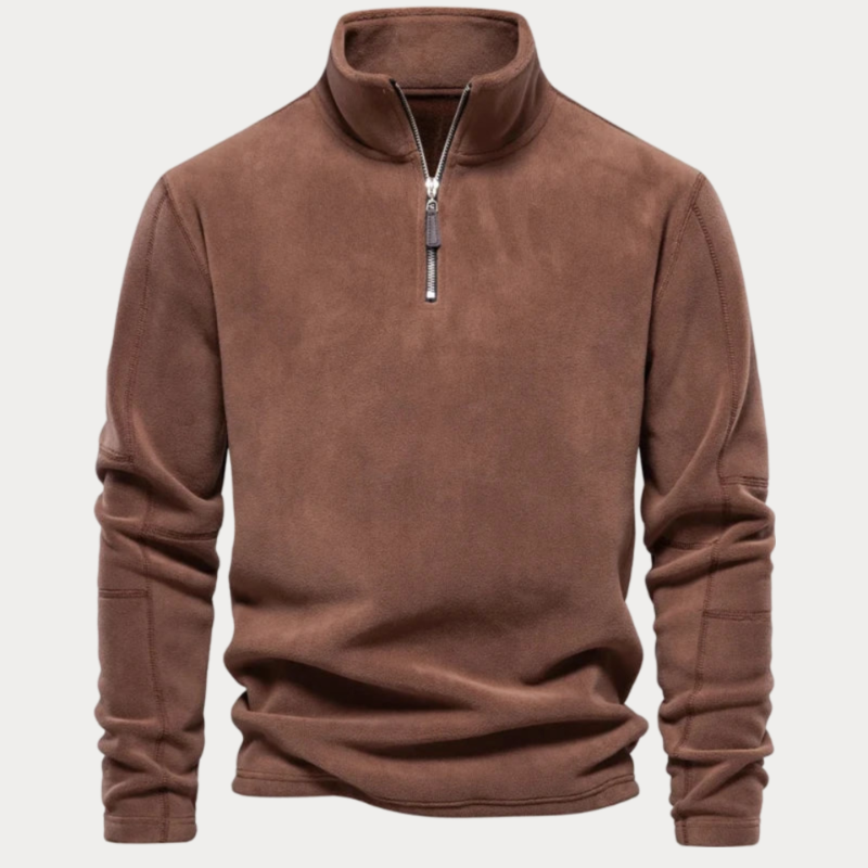 Pull en polaire brun à fermeture éclair pour homme - LuxeStyle