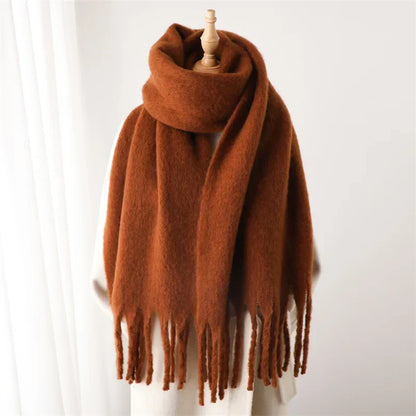 Écharpe Hiver Douce aux Franges pour Femme