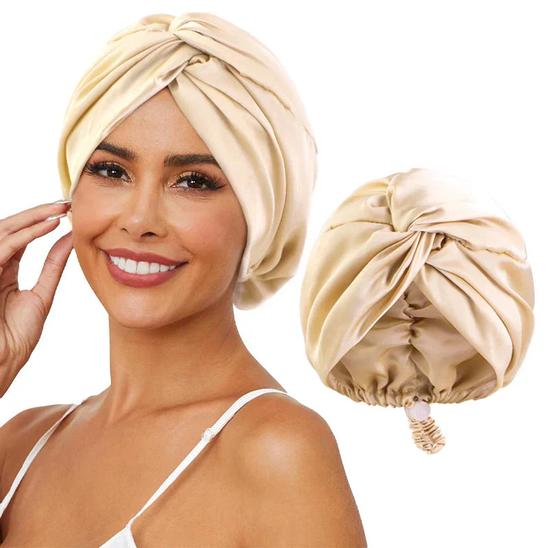 Bonnet de Nuit Doux en Soie Lavande Élastiqué