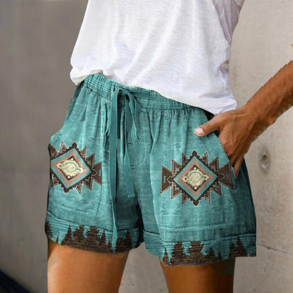 Short décontracté femme imprimé exotique