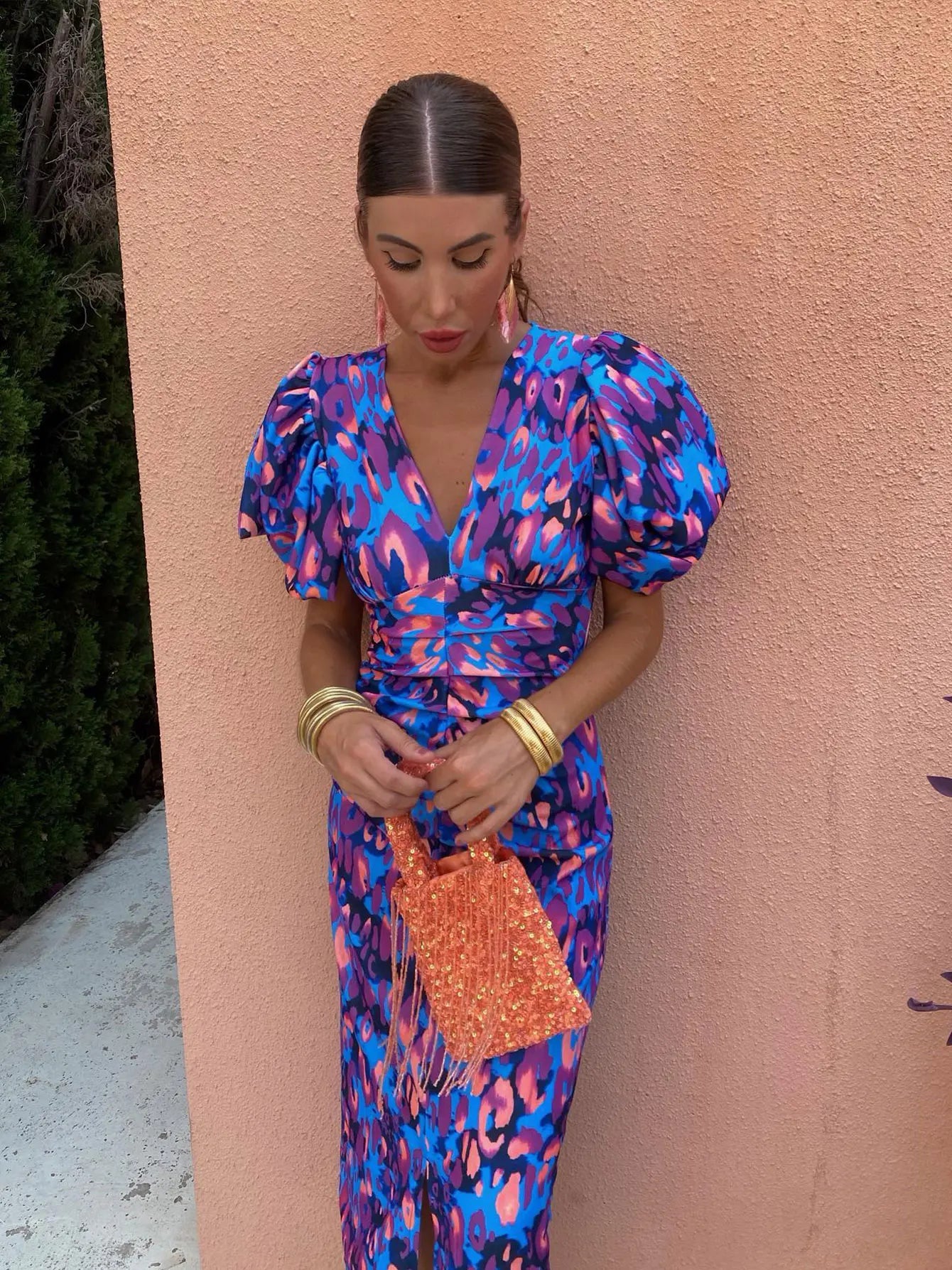 Robe Longue Plissée Fleurie pour Femmes