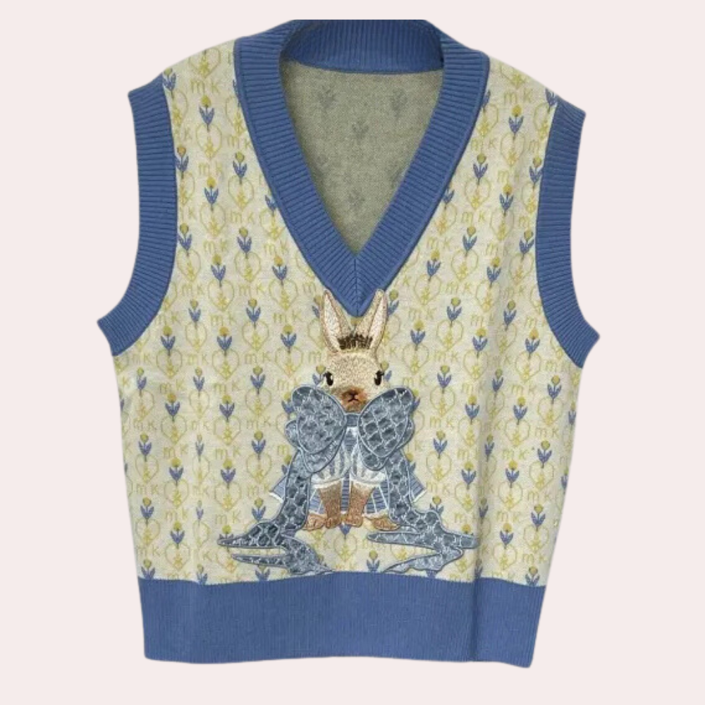 HENRICA - Gilet Tricoté Décoré pour Femmes
