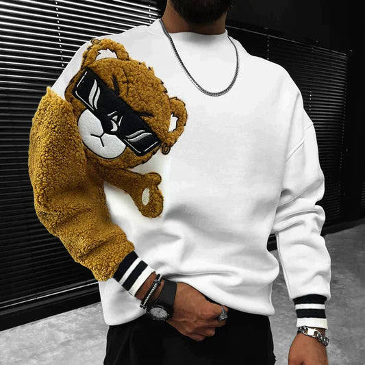 Sweat Homme À Manches Colorées Ours Hiver - LuxeStyle