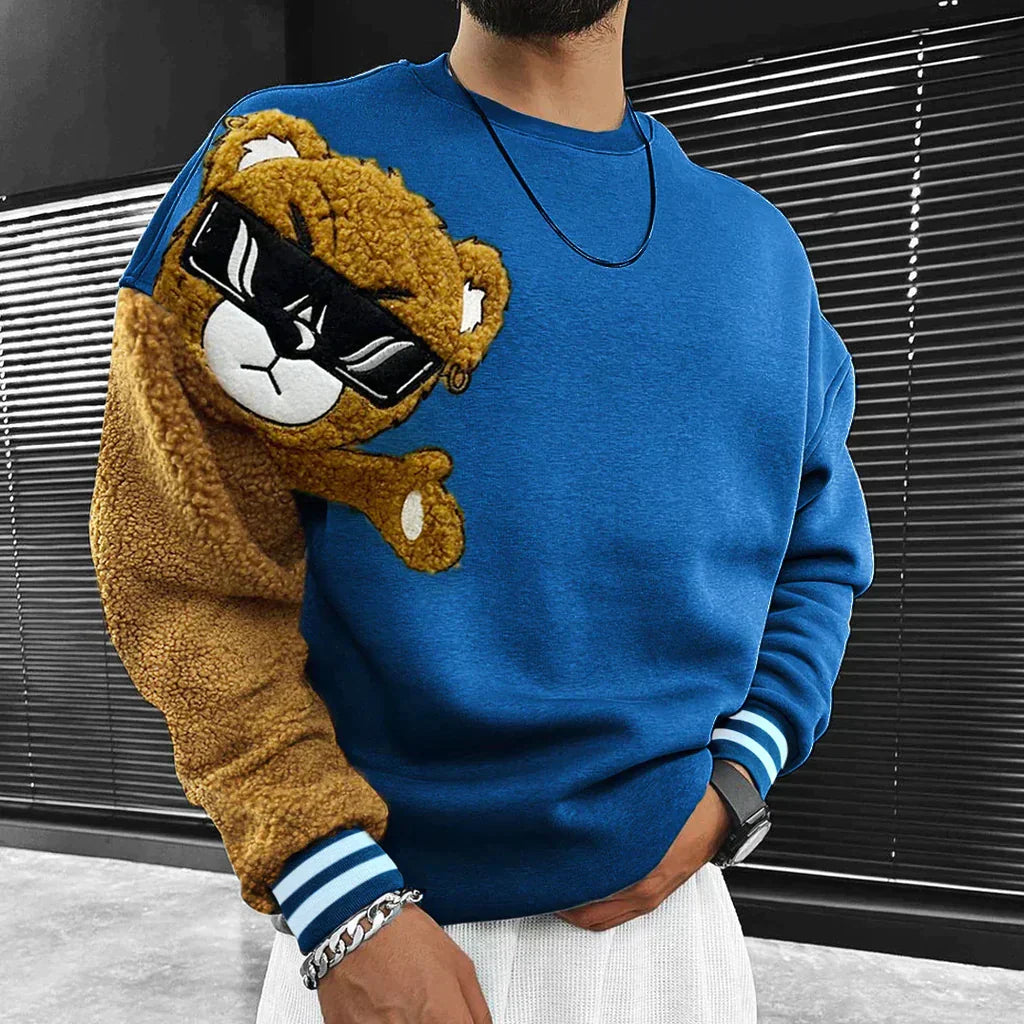 Sweat Homme À Manches Colorées Ours Hiver