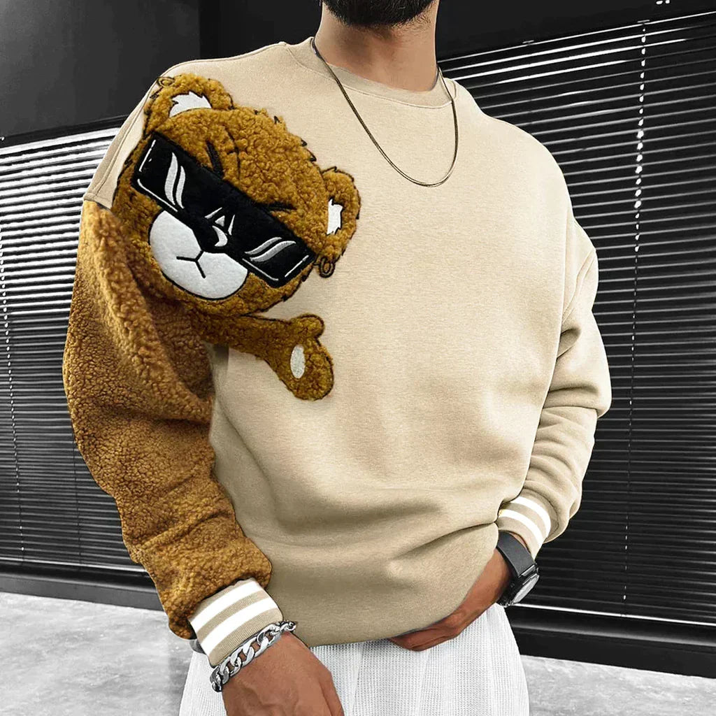 Sweat Homme À Manches Colorées Ours Hiver