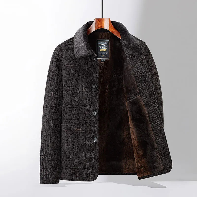 Manteau Hiver Luxe Homme Fourrure Gris - LuxeStyle