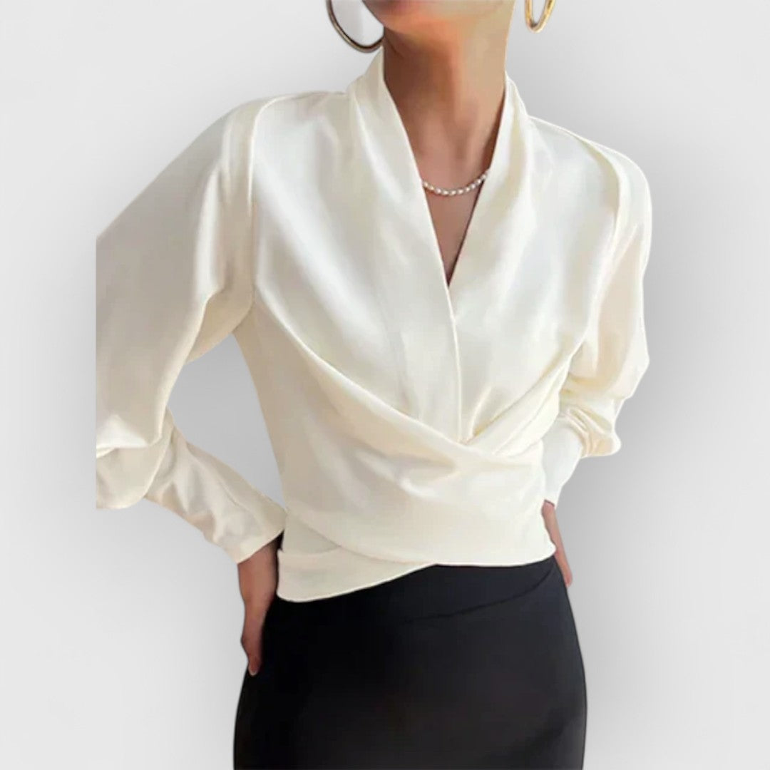 Blouse Féminine Élégante Manches Voilées pour Femme