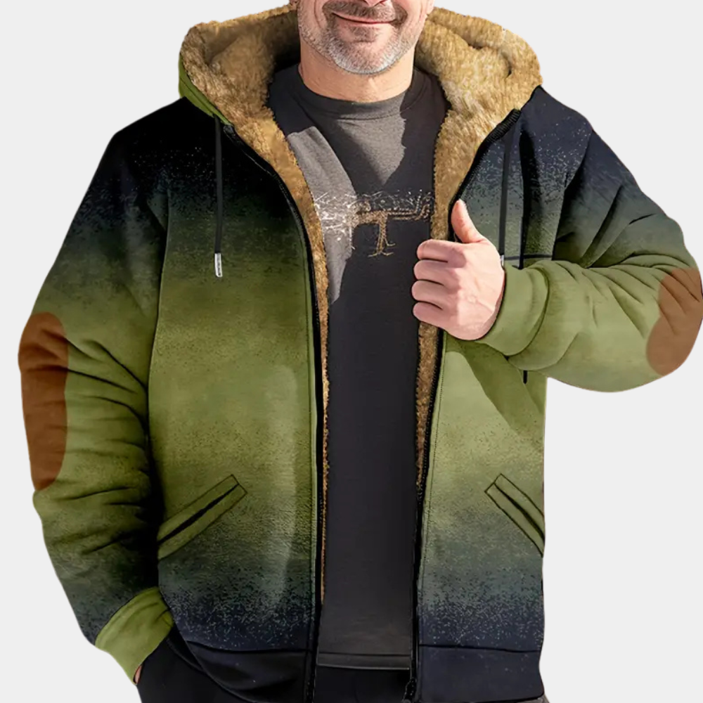 Veste Hiver Doublée pour Homme avec Capuche et Fermeture Éclair - LuxeStyle