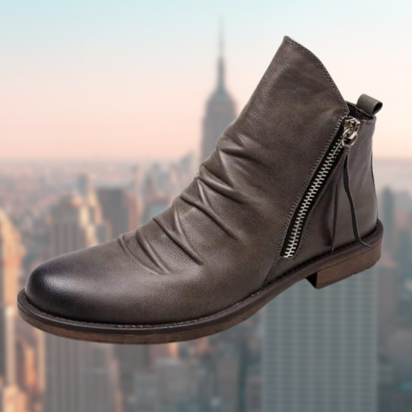 Bottes Cuir Brun Homme Éclair Rapide