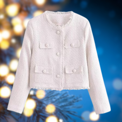 Veste courte détendue col rond femme