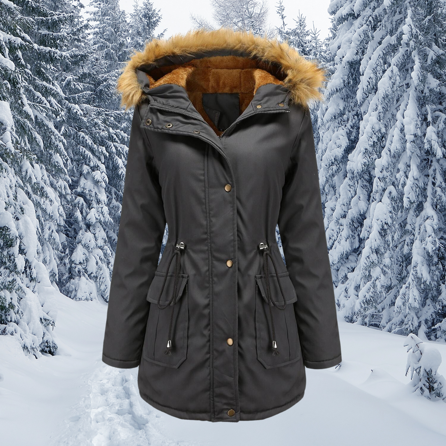 Veste Étanche pour Femme avec Capuche et Fermeture Éclair