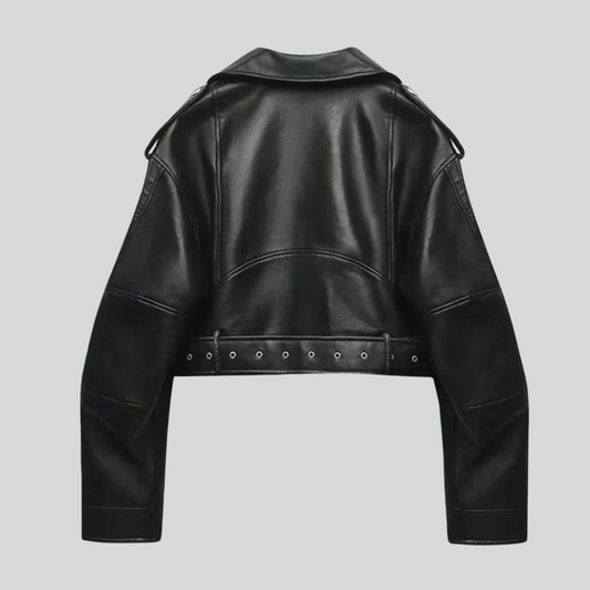 Veste Cuir Féminine Élégante à Boutons - LuxeStyle