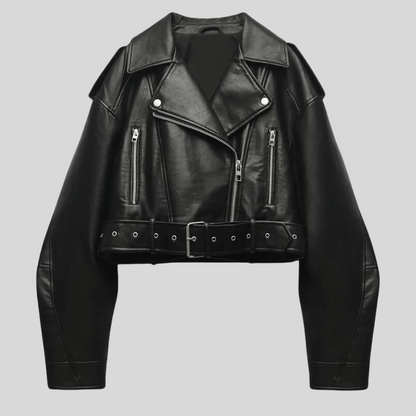 Veste Cuir Féminine Élégante à Boutons