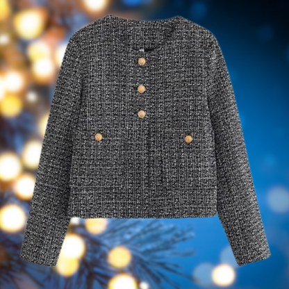 Veste courte détendue col rond femme