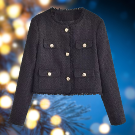 Veste courte détendue col rond femme