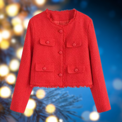 Veste courte détendue col rond femme