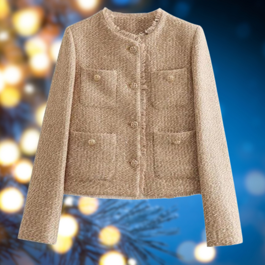 Veste courte détendue col rond femme