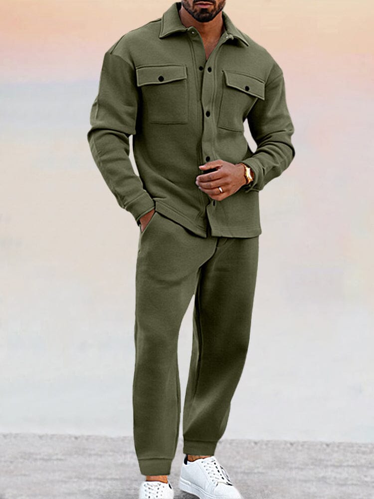 Veste et Pantalon de Running Brun avec Poches Côtés